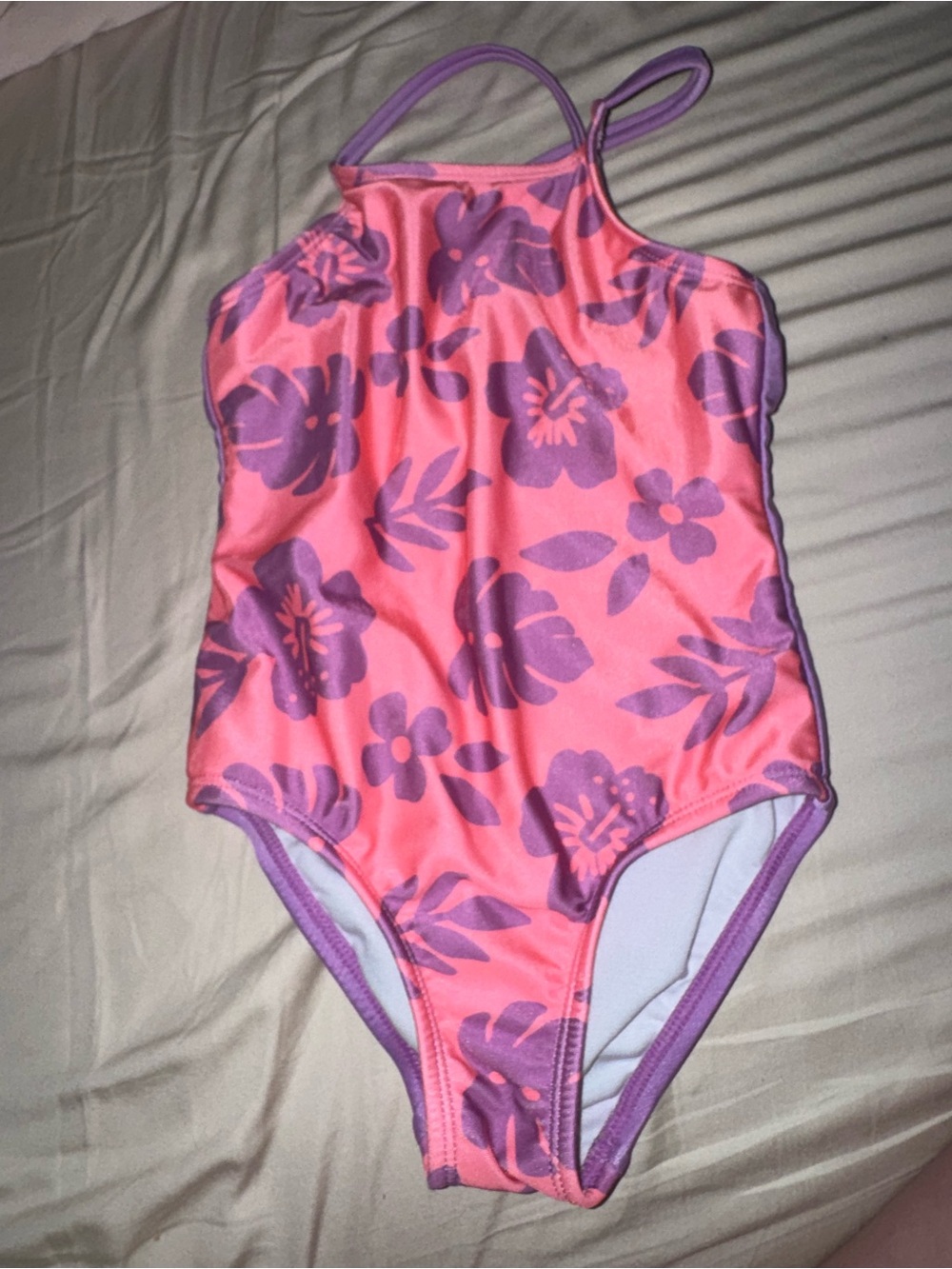 3T Cat & Jack Pink and Purple Floral One-Piece Swimsuit